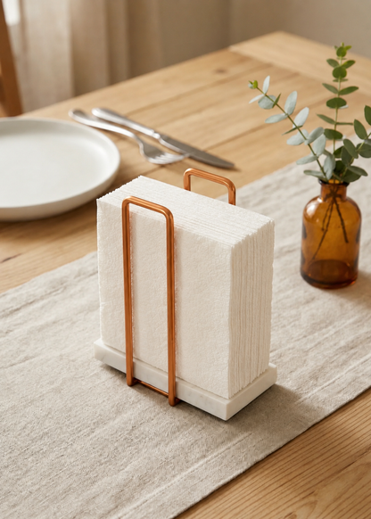 Imperial Napkin Holder - White &amp; Rose Gold