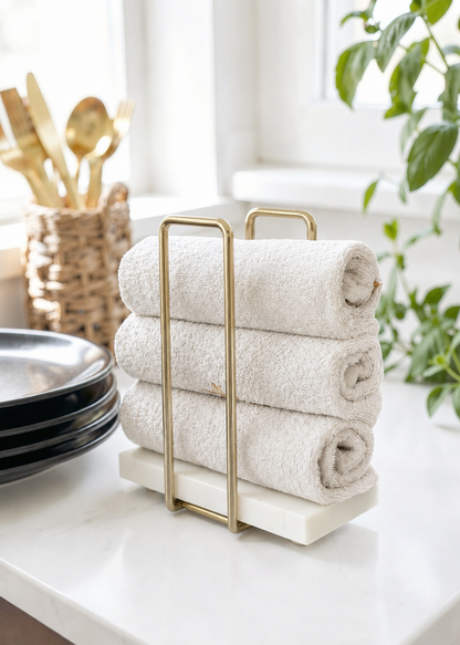 Imperial Napkin Holder - White &amp; Silver
