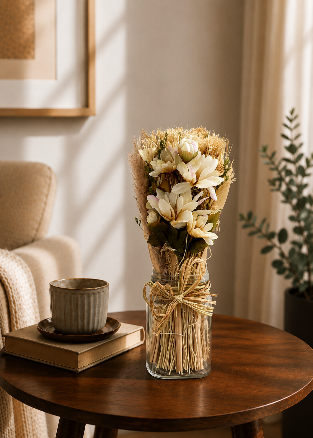 Artificial Daisy Flower Bunch with Vase