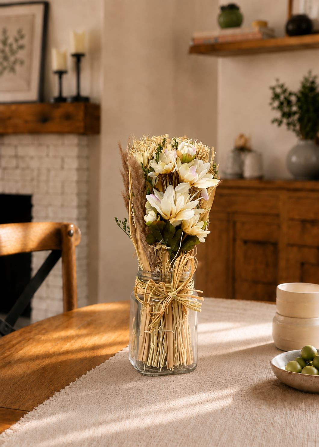Artificial Daisy Flower Bunch with Vase