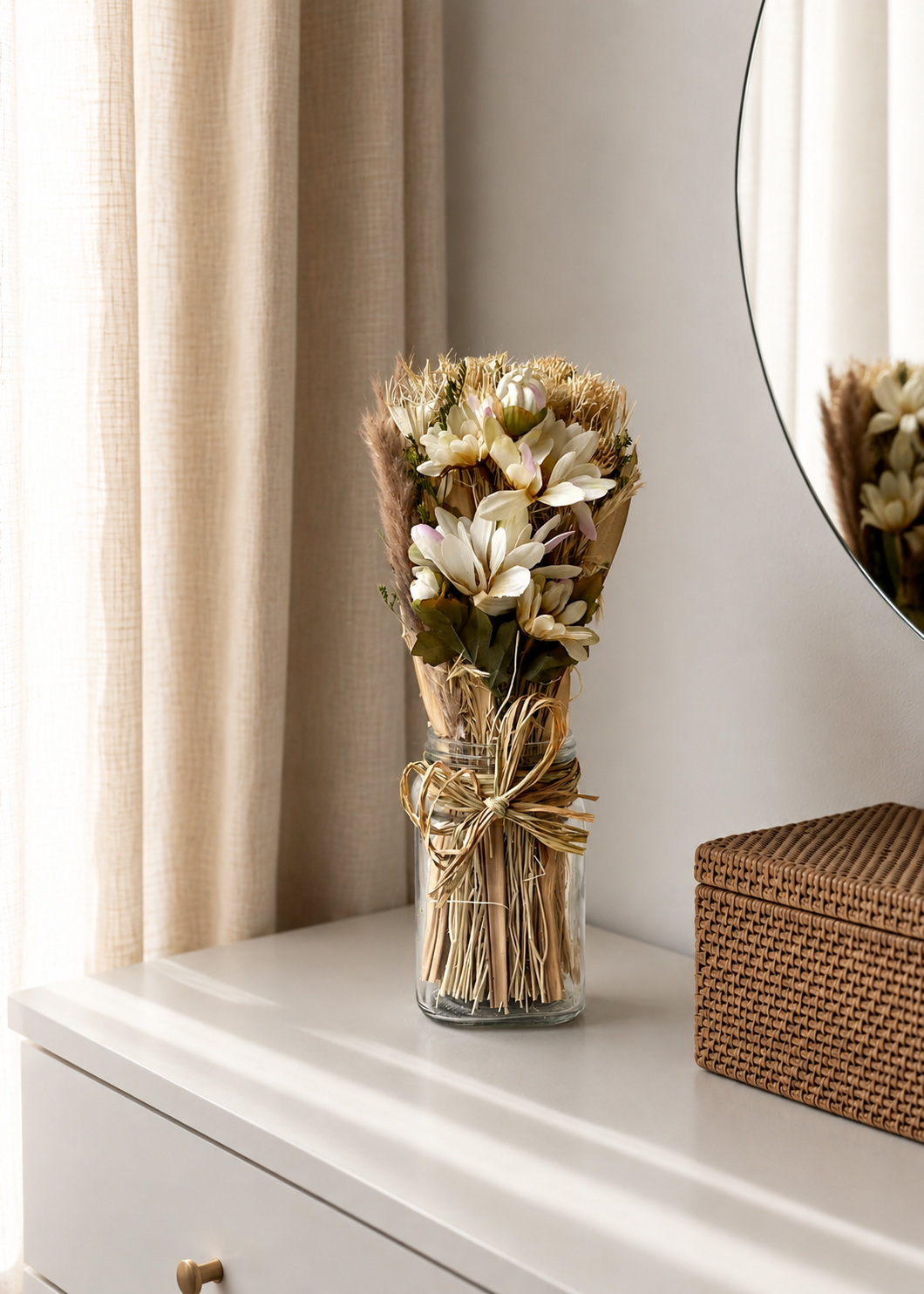 Artificial Daisy Flower Bunch with Vase