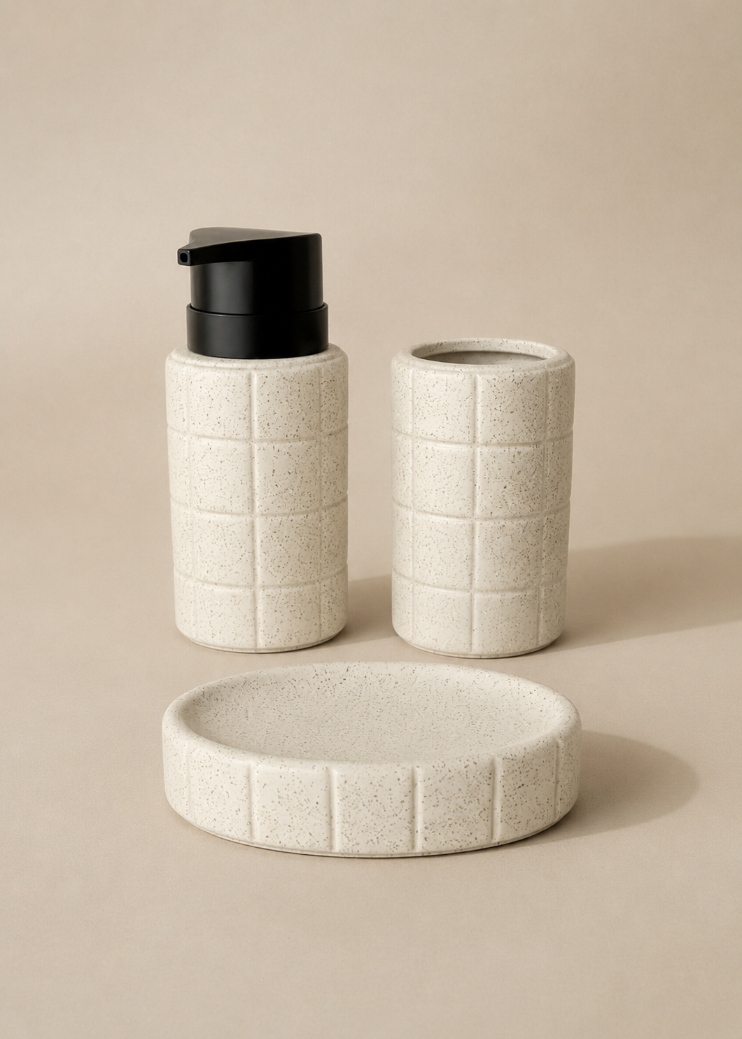 Stria Bathroom Set - Beige (Set of 3)