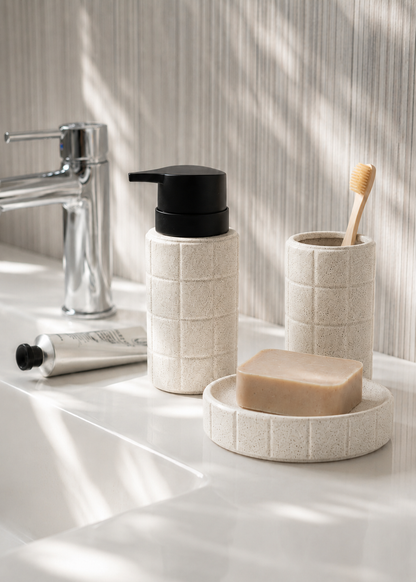 Stria Bathroom Set - Beige (Set of 3)