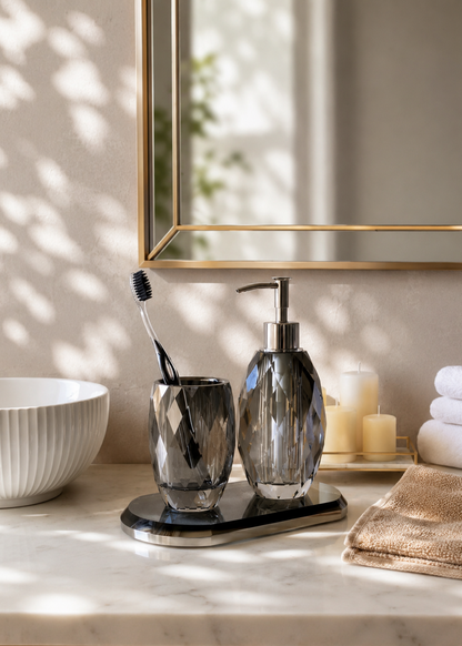 Sundrop Crystal Bathroom Set - Black (Set of 3)