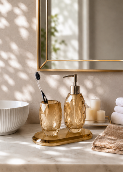 Sundrop Crystal Bathroom Set - Amber (Set of 3)