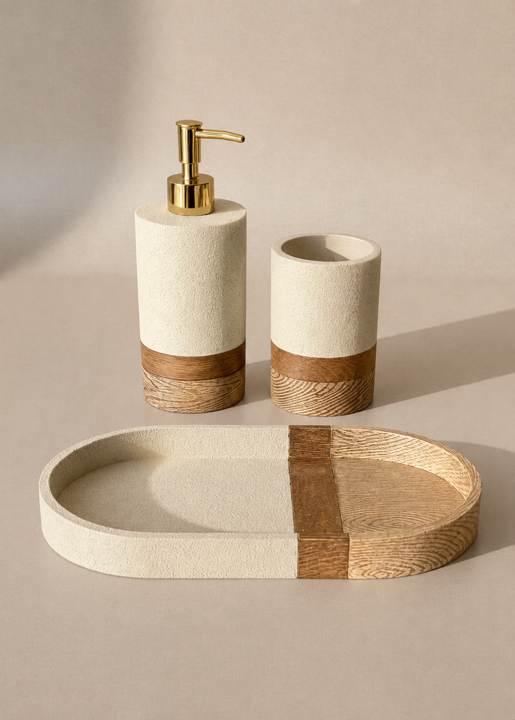 Aurum Dune Bathroom Set - Set of 3 (Beige)