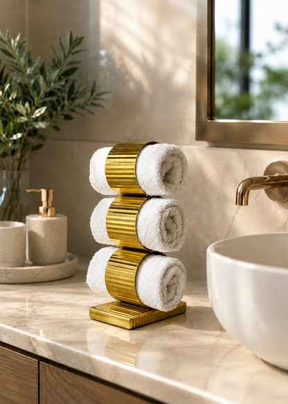 Safi Fluted Napkin Ring Holder - Gold