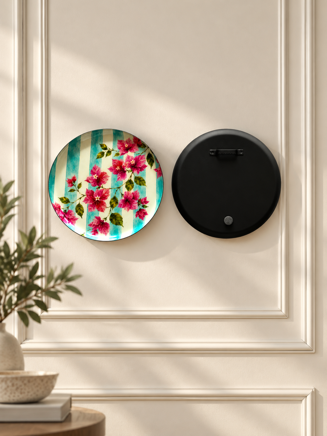 Bombay Bougainvillea Round Wall Plates (Set of 3)