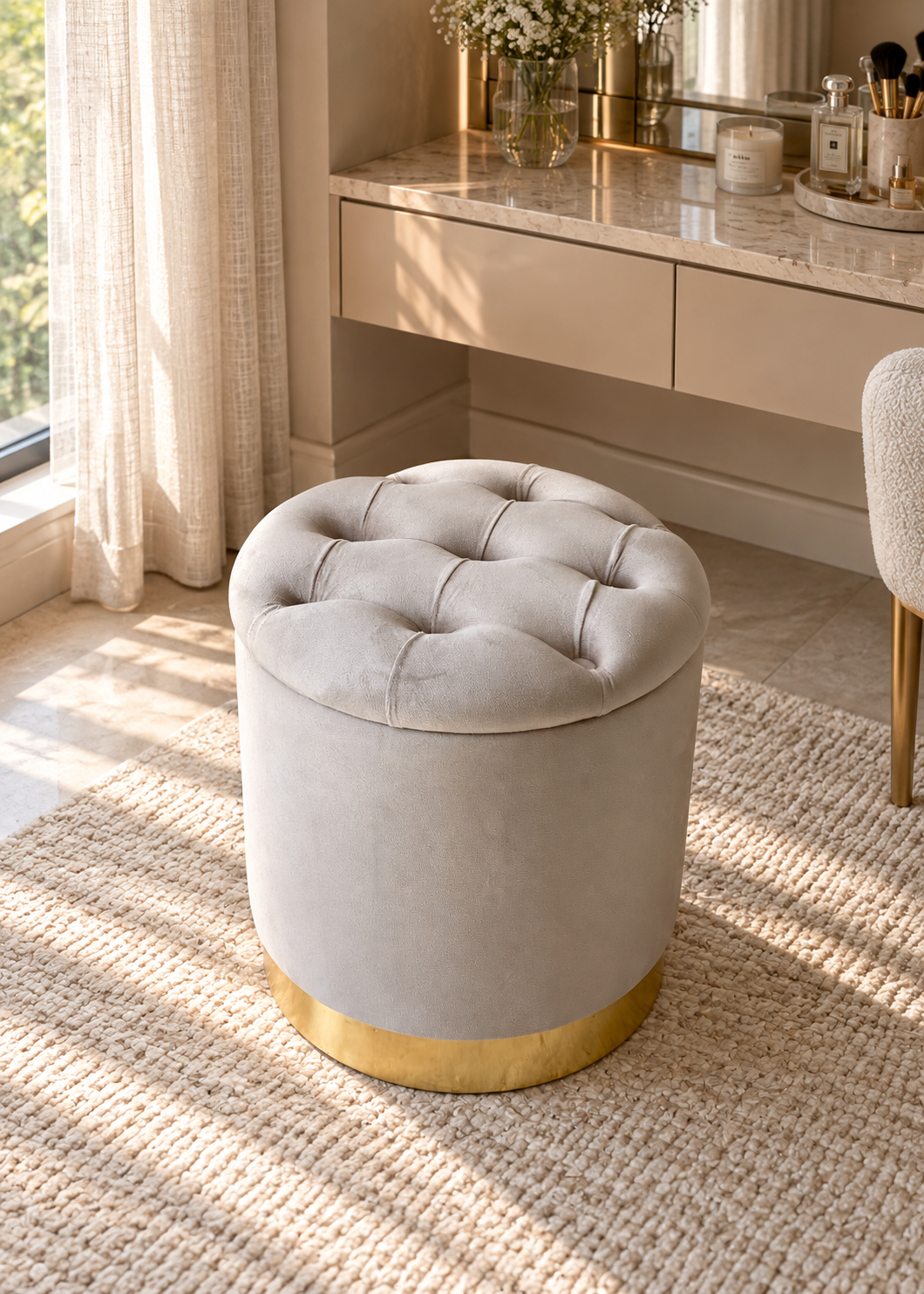 Cannes Storage Pouffe - Beige