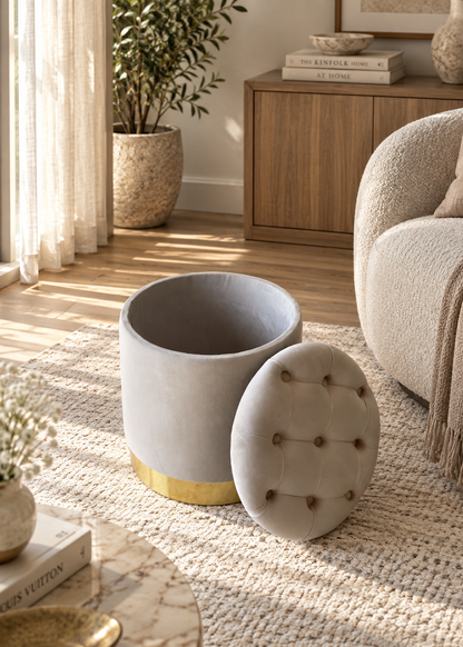 Cannes Storage Pouffe - Beige