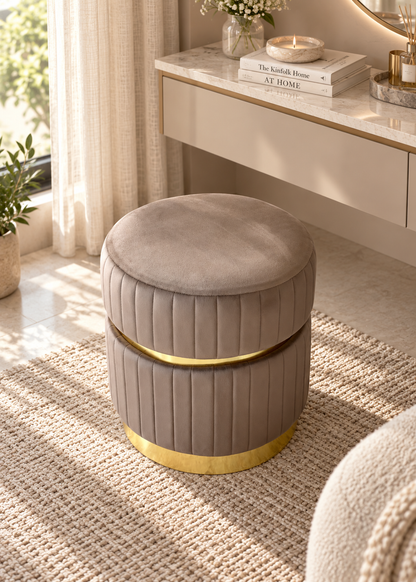 Kobe Striped Pouffe - Brown