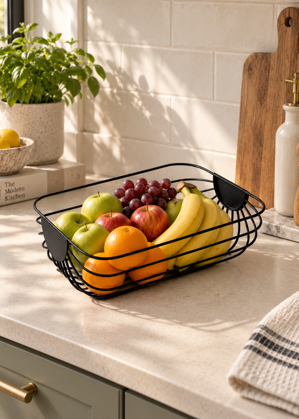 Cove Matte Black Wire Fruit Basket
