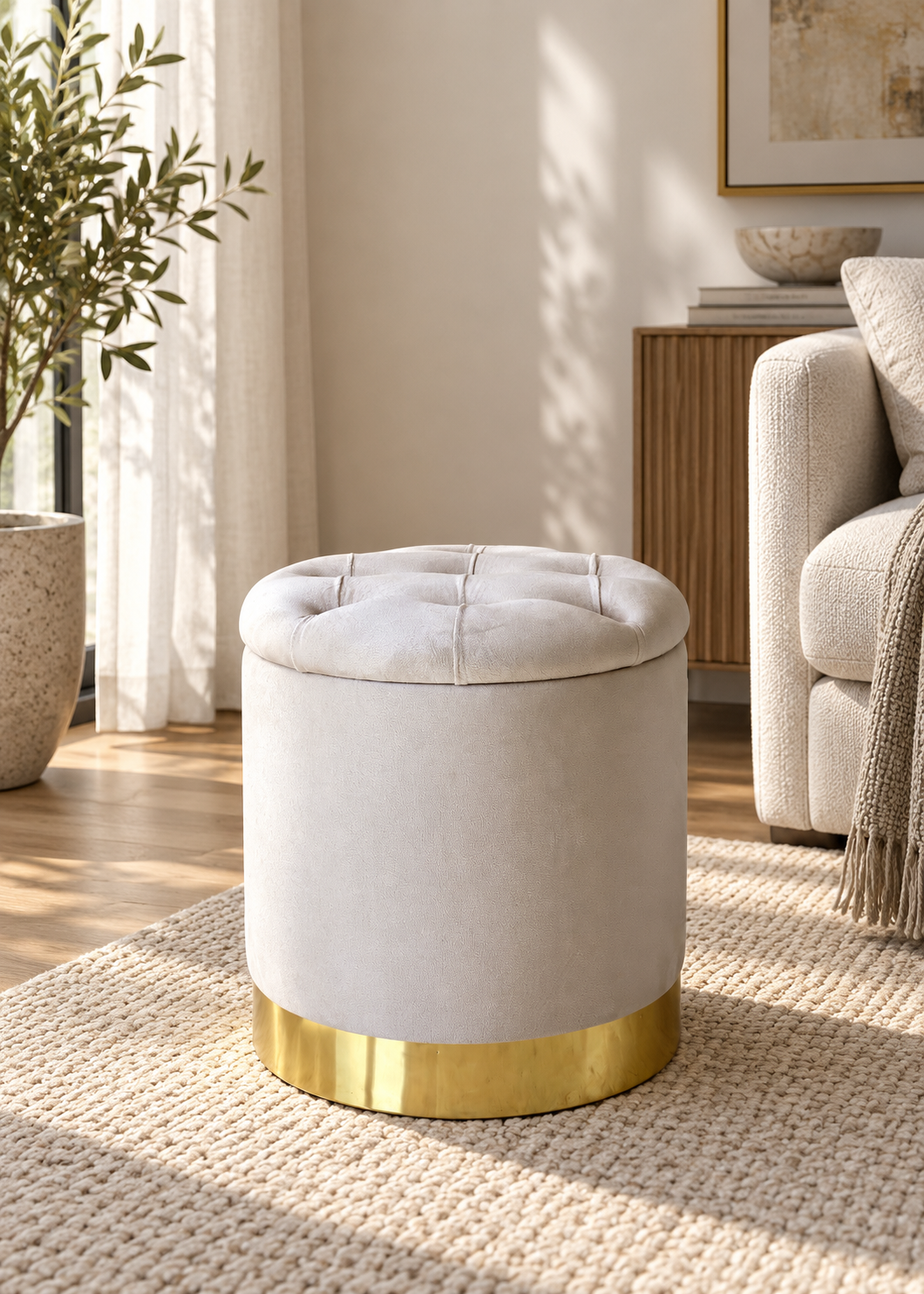 Cannes Storage Pouffe - Beige