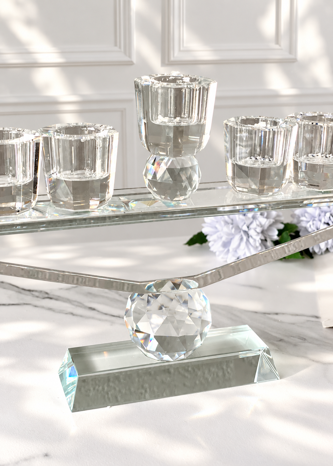 Nine Arm Crystal Candle Holders