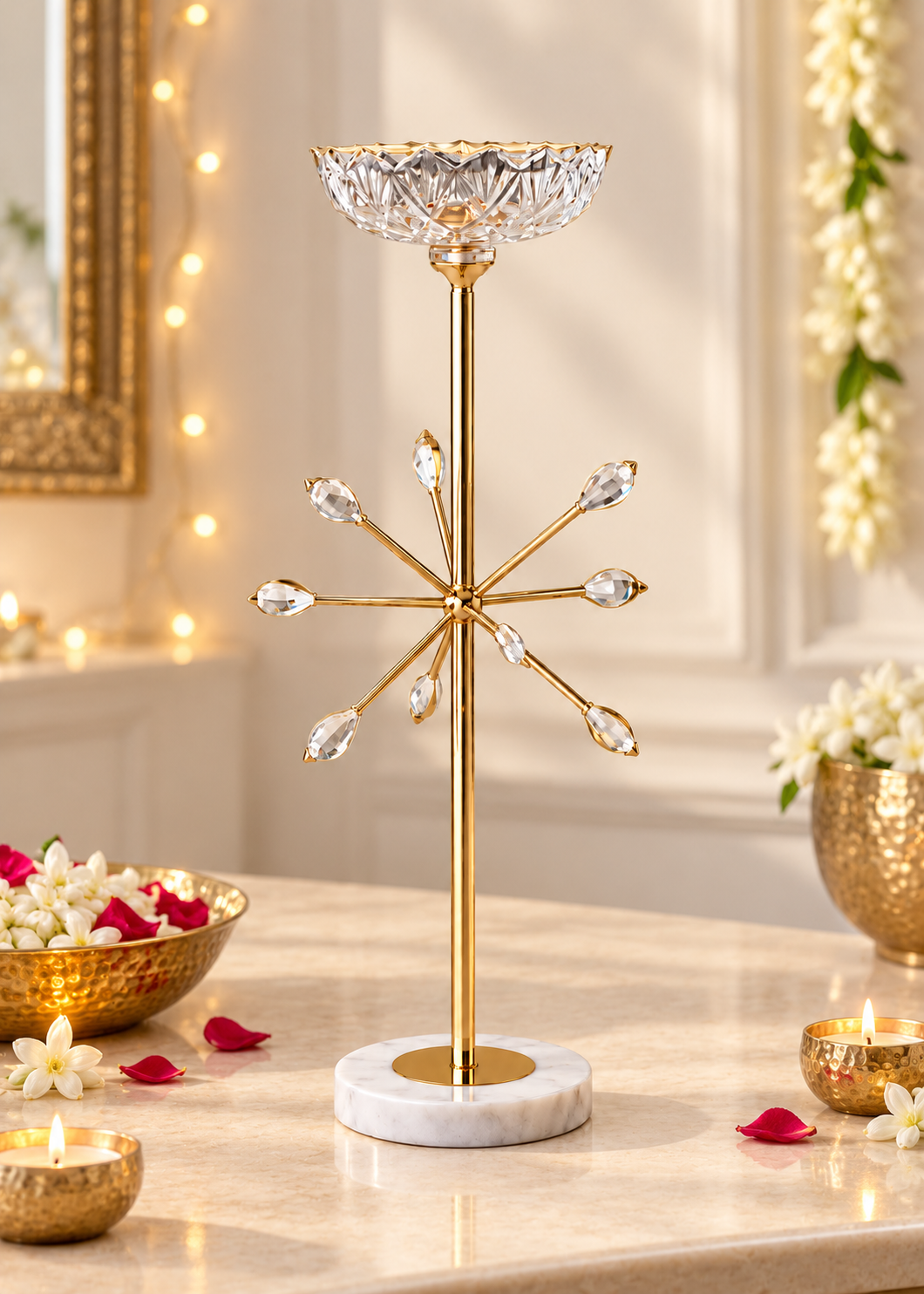 Zen Crystal Candle Urli - Medium