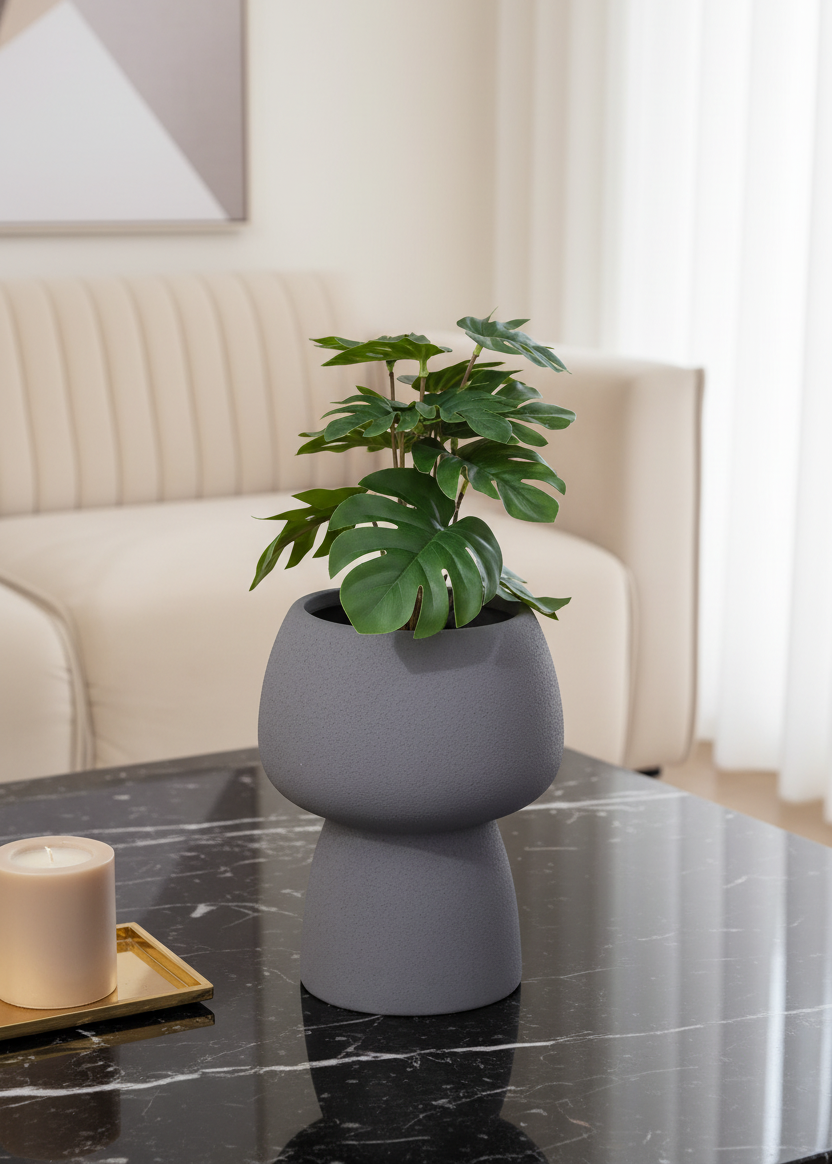 Mulu Textured Grey Vase - Large