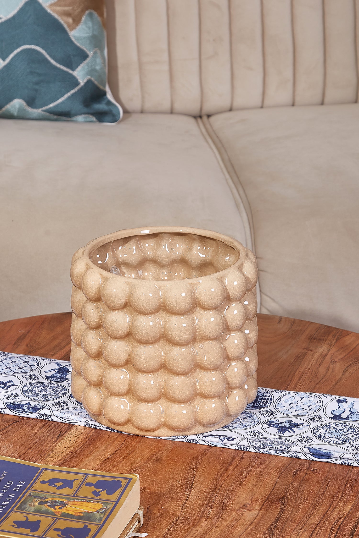 Bubble Beige Ceramic Pot - Large