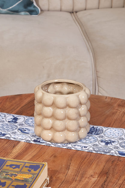 Bubble Beige Ceramic Pot - Small