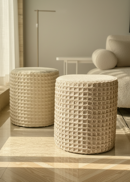 Wilson Waffle Pouffe - Beige