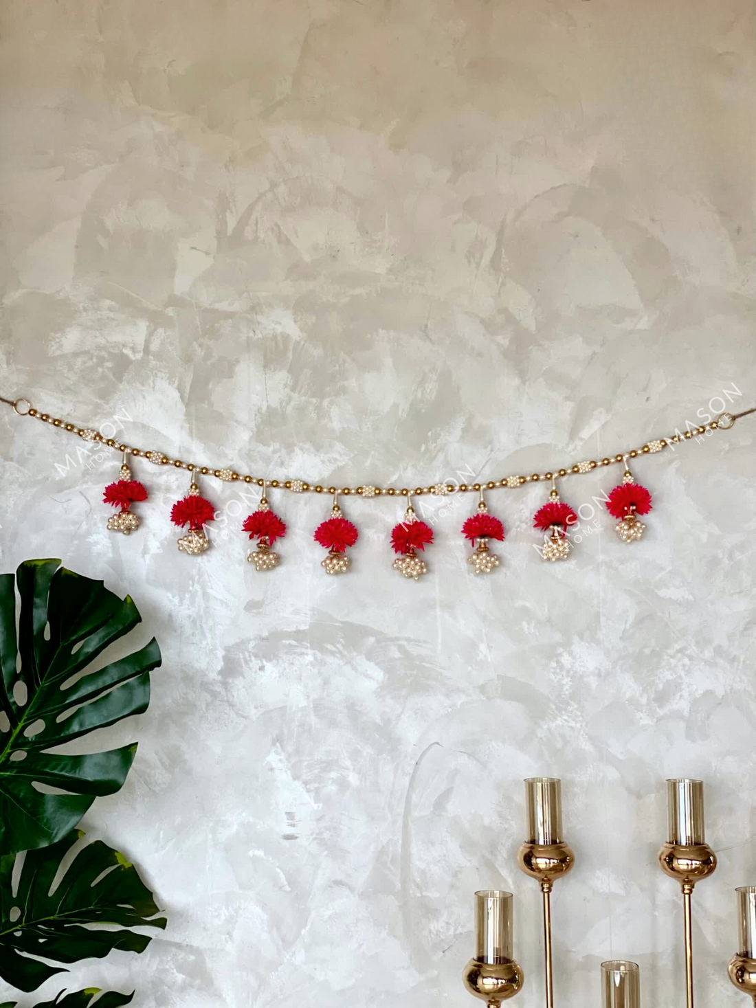 Festive Scarlet Pearl Bloom Toran