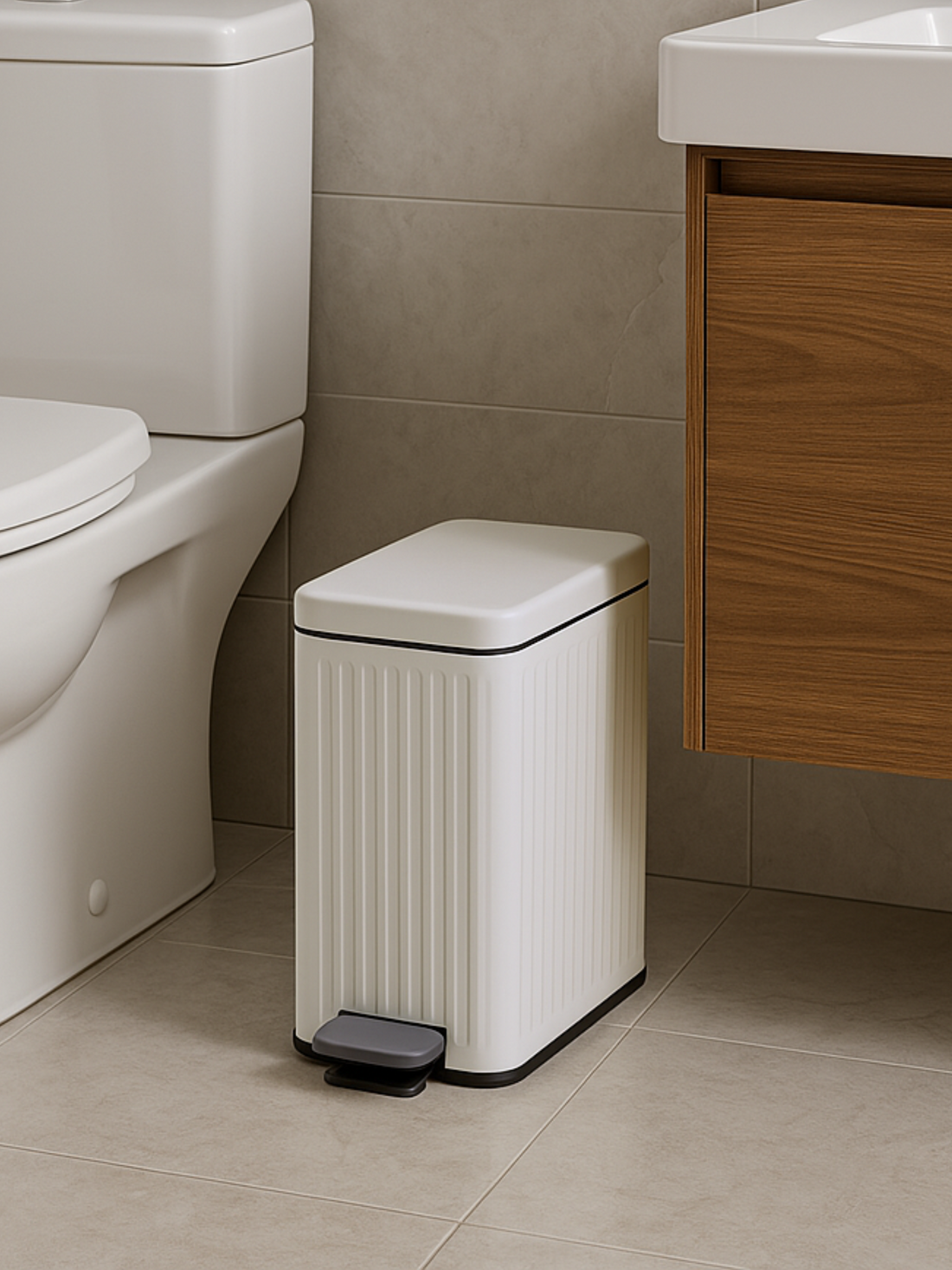 Verve Metallic Dustbin - White (6L)