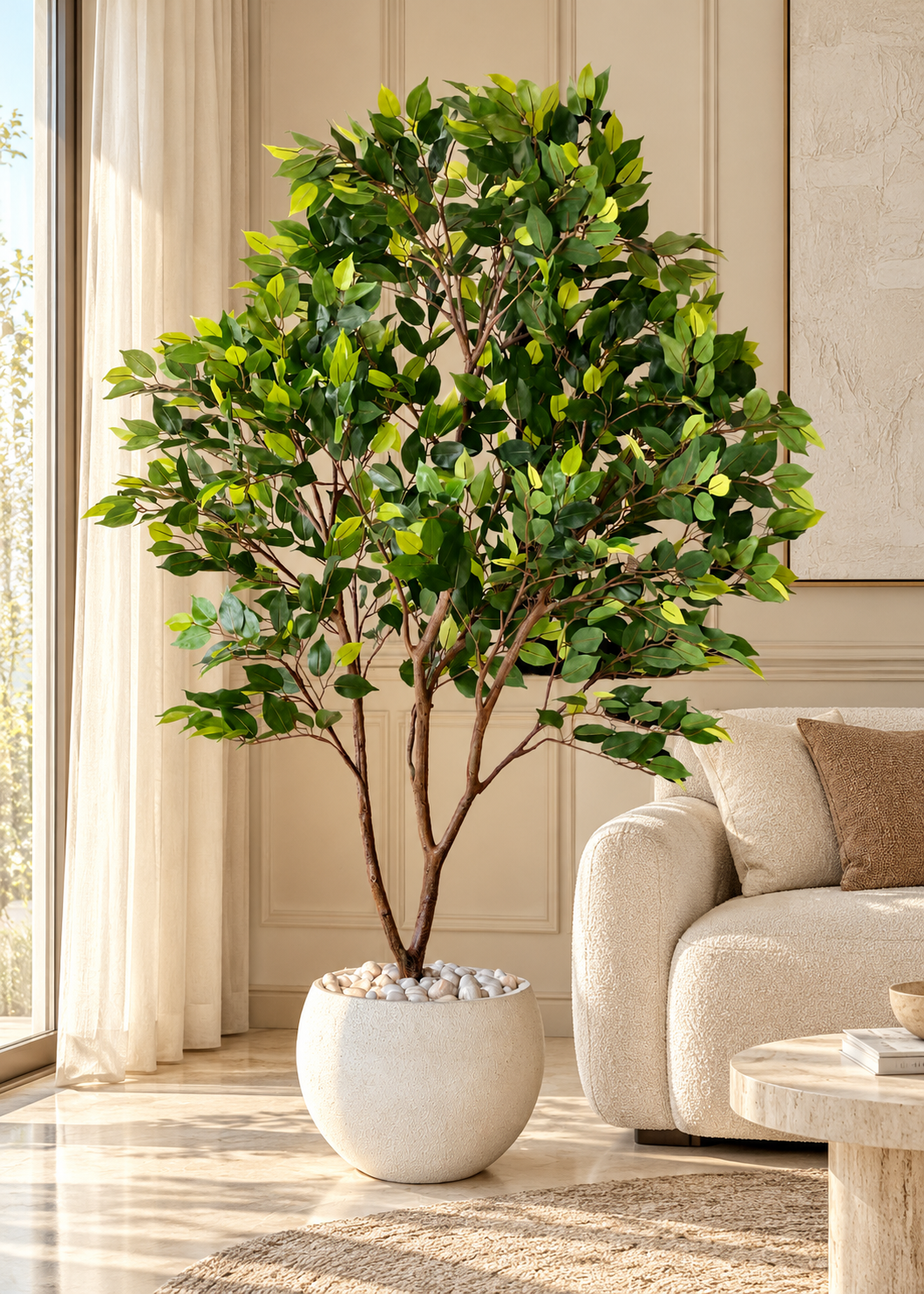 Artificial Weeping Fig Trio Plant  - 6.5 Feet