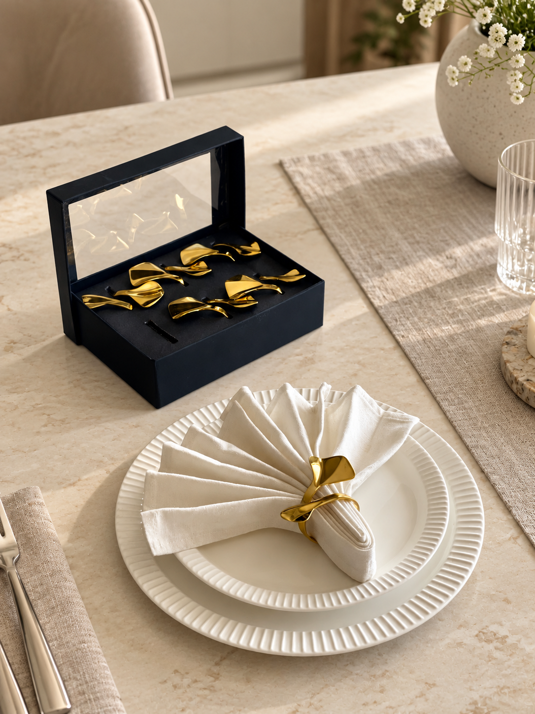 Gold Twist Napkin Rings - Set of 6