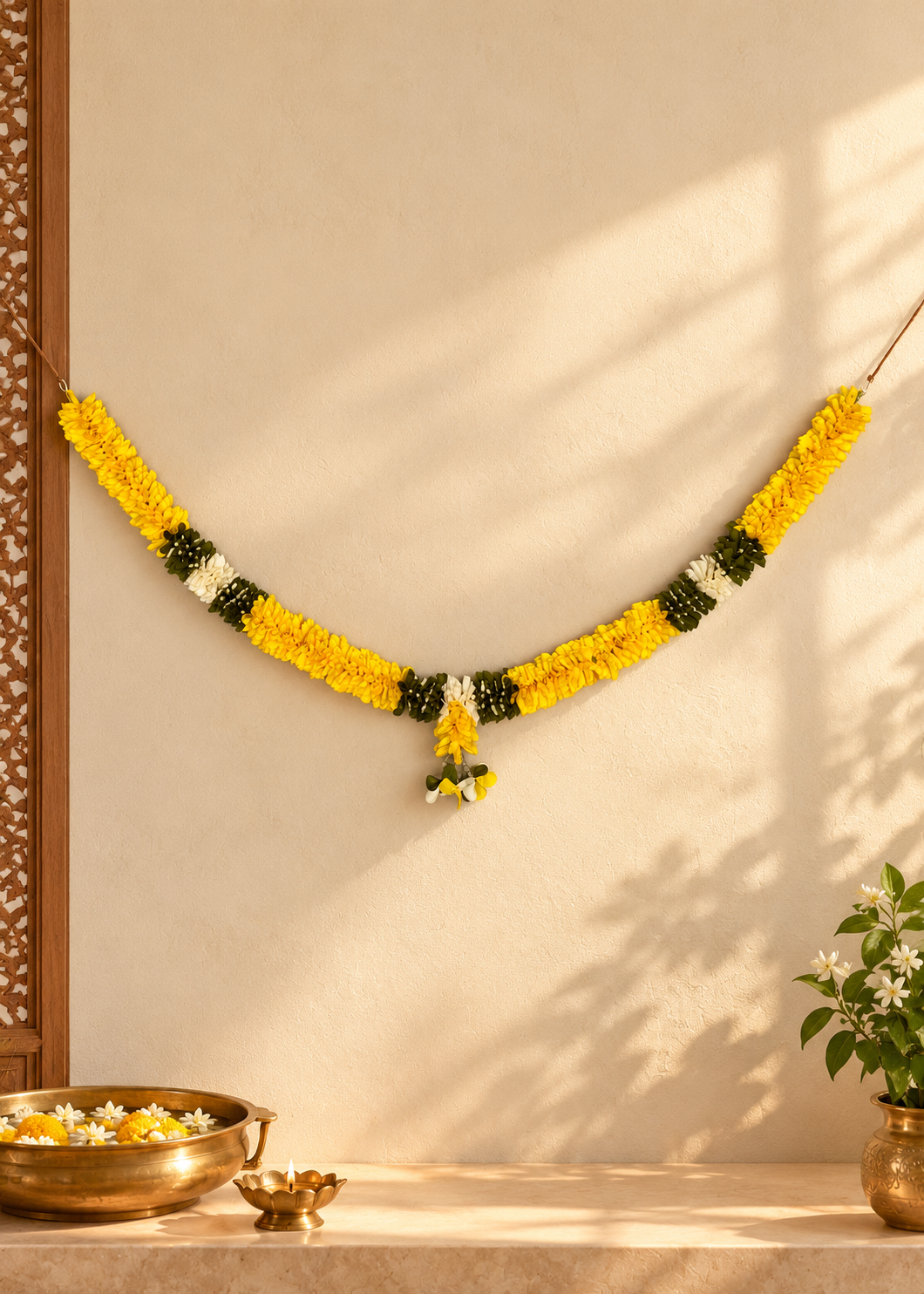 Festive Shubh Pushp Haar - Yellow