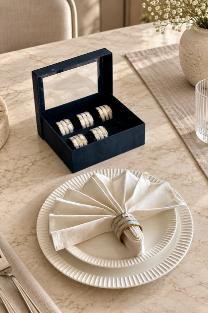 Golden Rhythm Napkin Rings - Set of 6