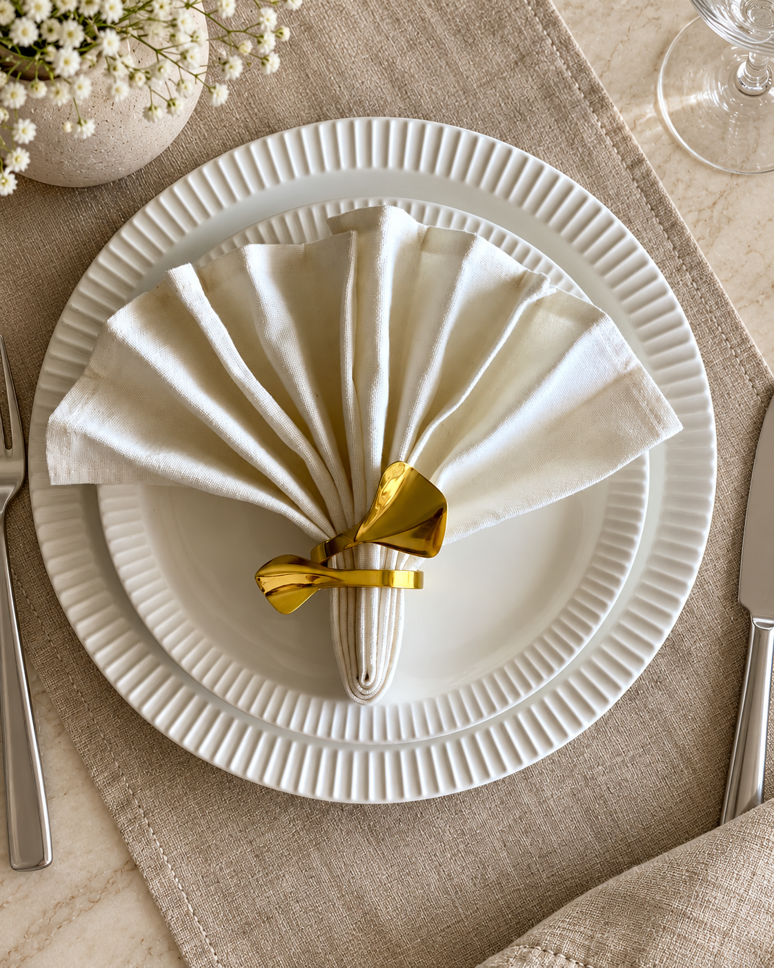 Gold Twist Napkin Rings - Set of 6