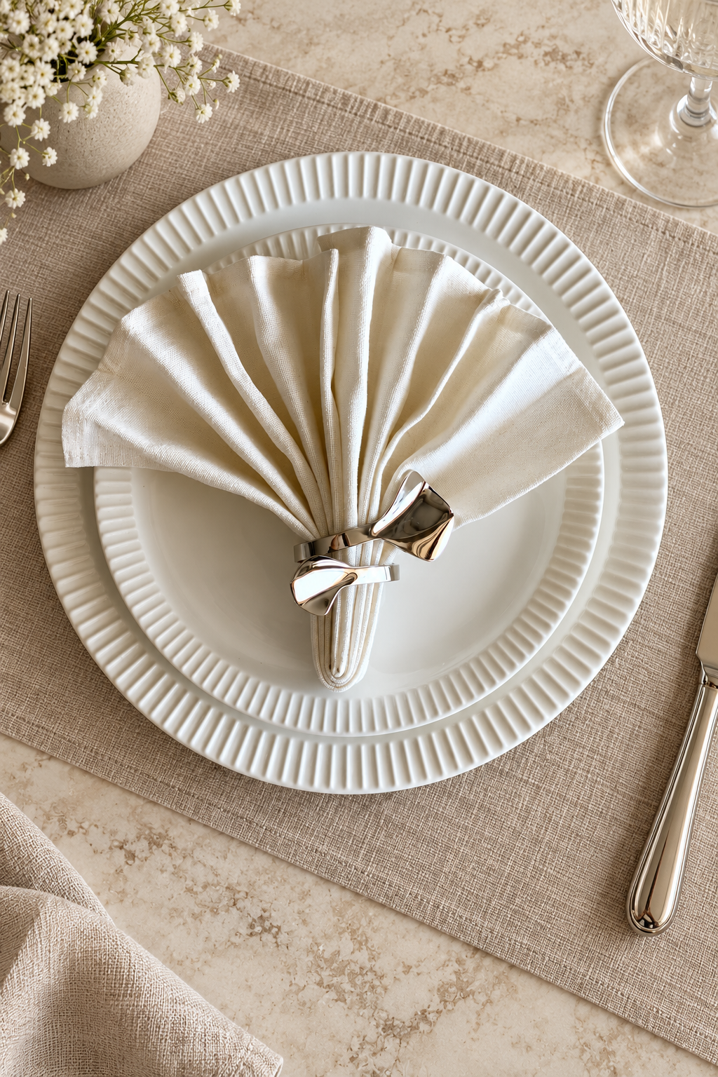 Silver Twist Napkin Rings - Set of 6