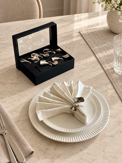 Silver Twist Napkin Rings - Set of 6