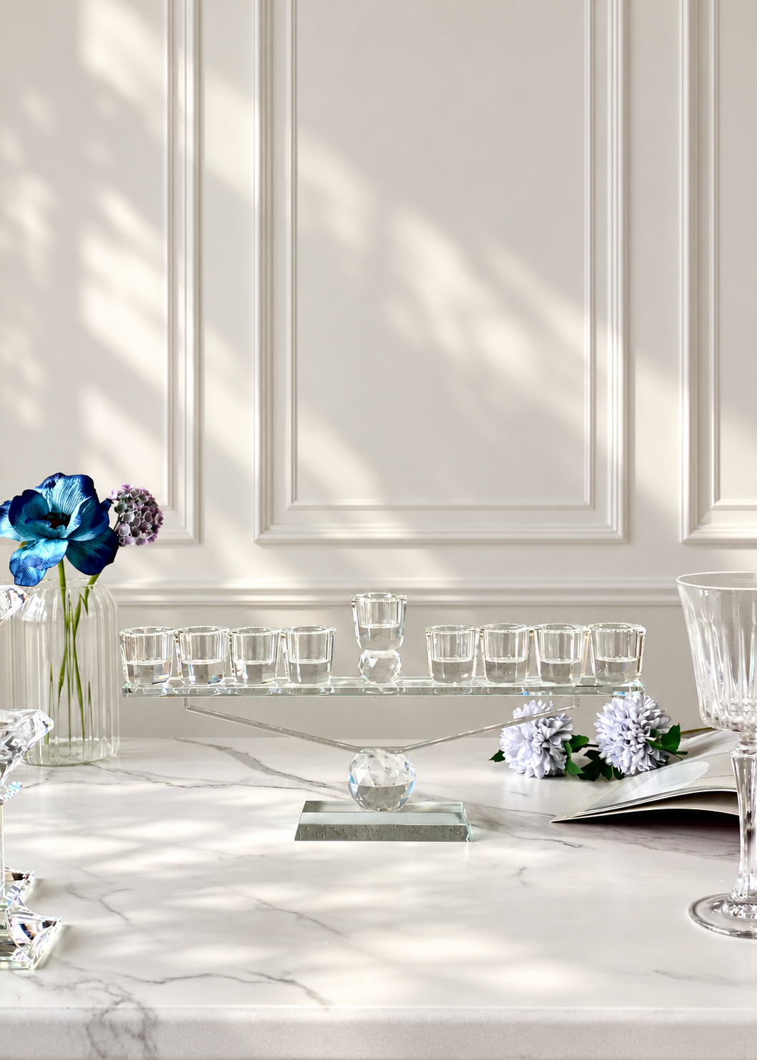 Nine Arm Crystal Candle Holders