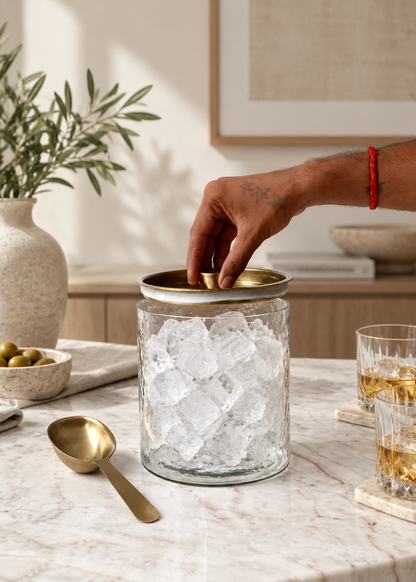 Elan Hammered Glass Ice Bucket with Scoop
