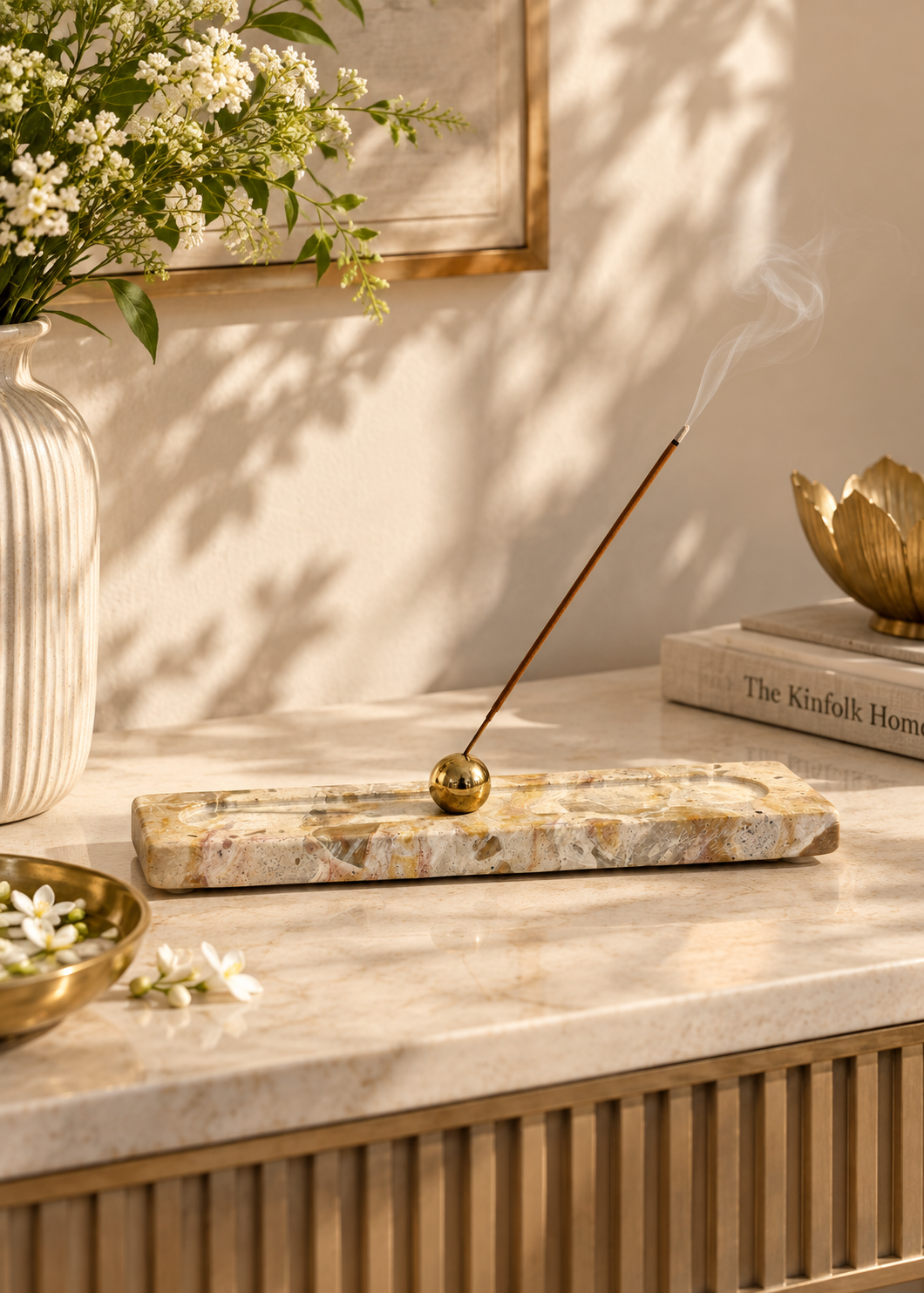 Galaxy Marble Incense Holder - Beige