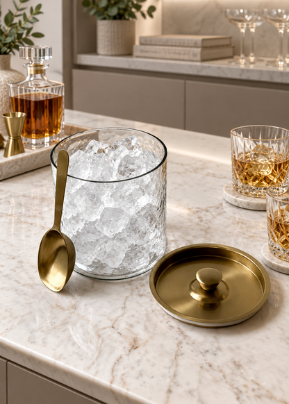 Elan Hammered Glass Ice Bucket with Scoop