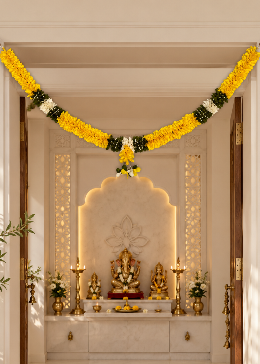 Festive Shubh Pushp Haar - Yellow