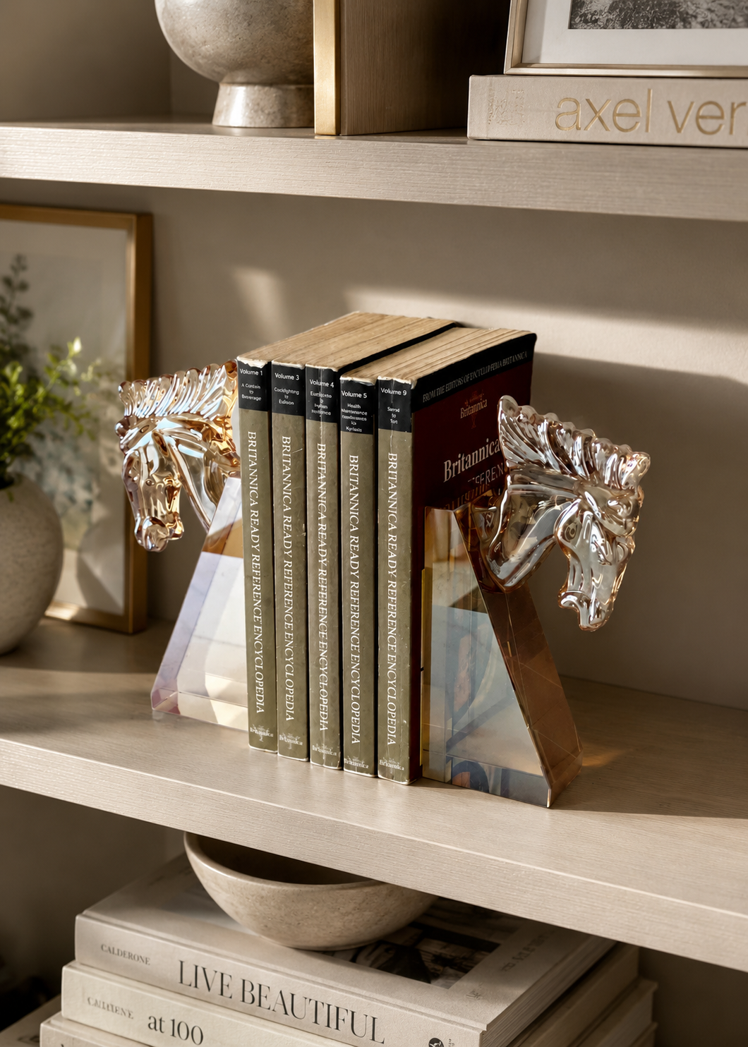 Stallion Crystal Bookend Amber - Set of 2