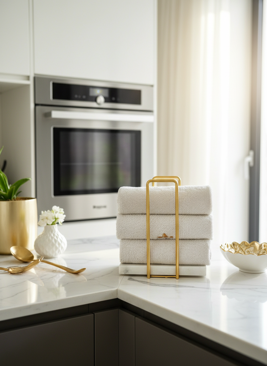 Imperial Napkin Holder - White &amp; Gold