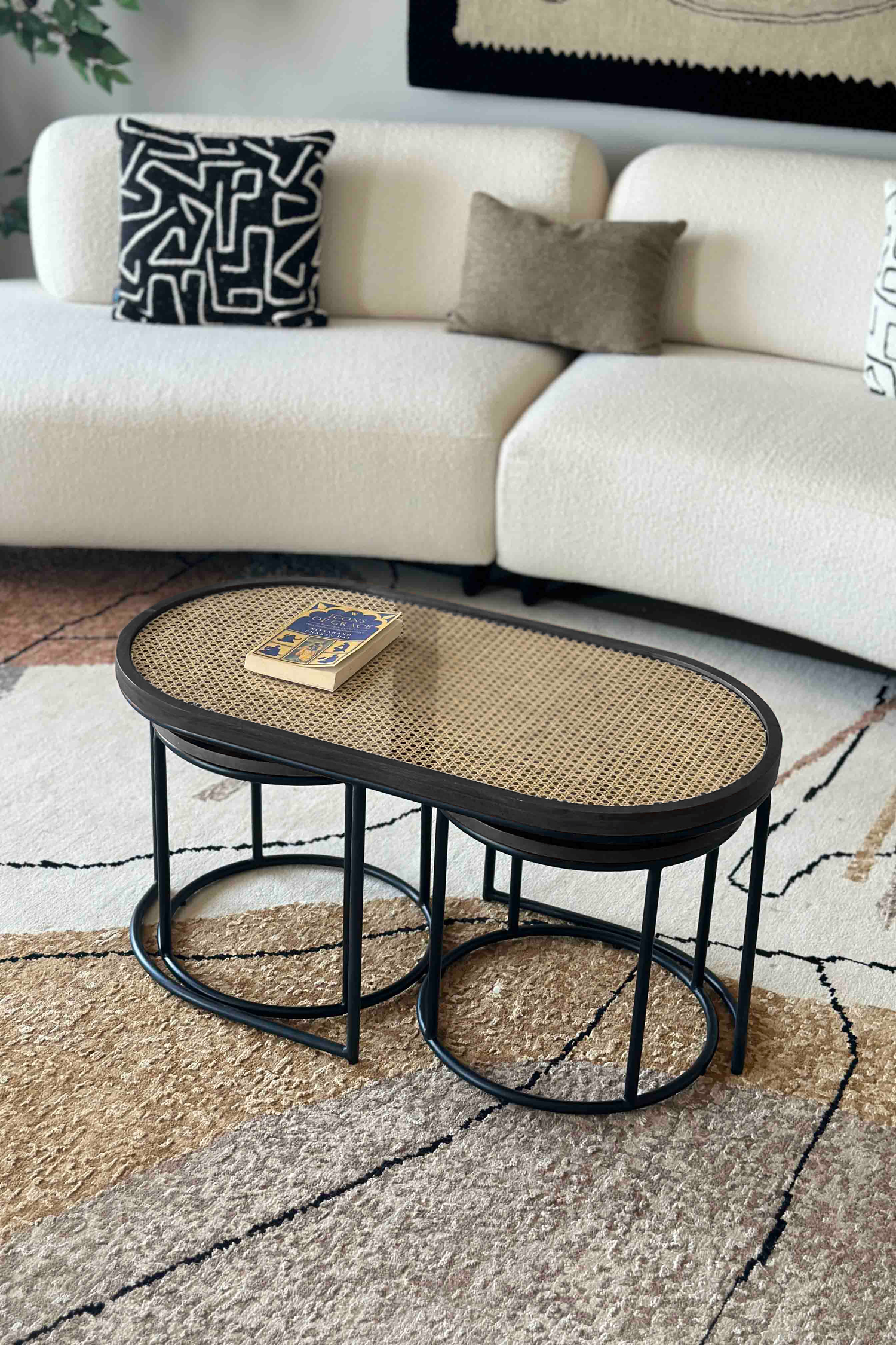 Kovo Rattan Charcoal Centre Table - Set Of 3