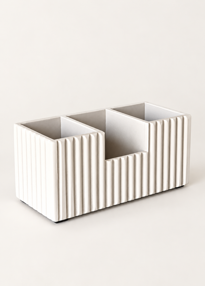 Imperium Fluted Desk Organiser - Beige
