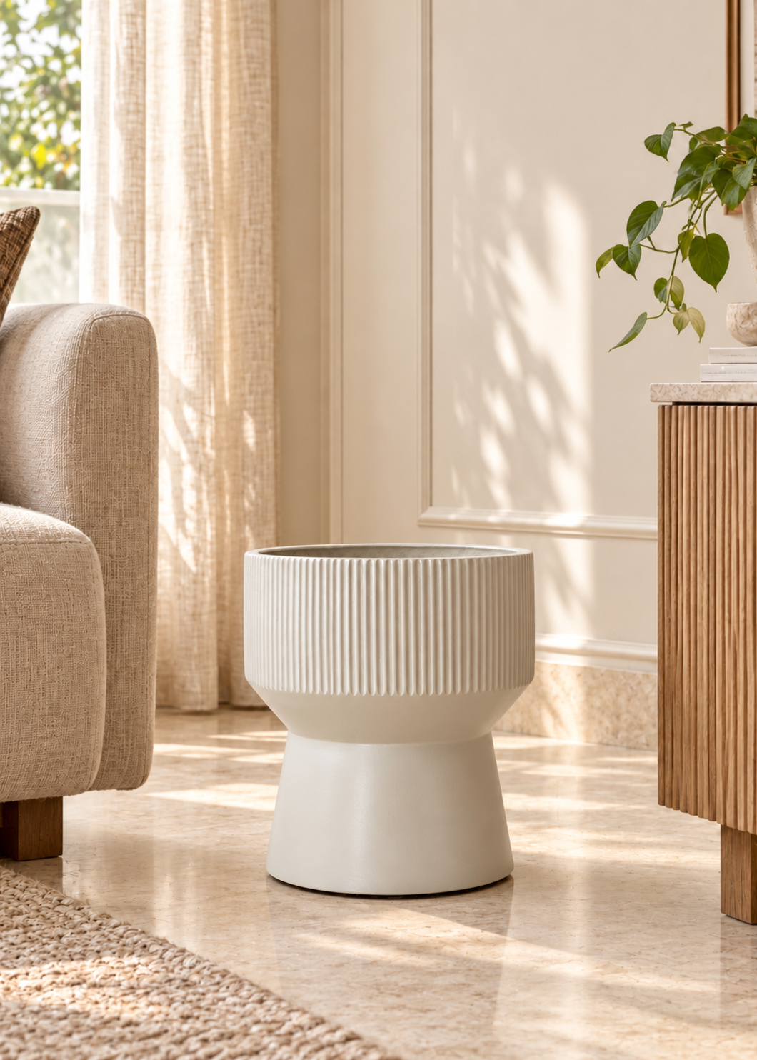 Sora Ripple Planters - Beige