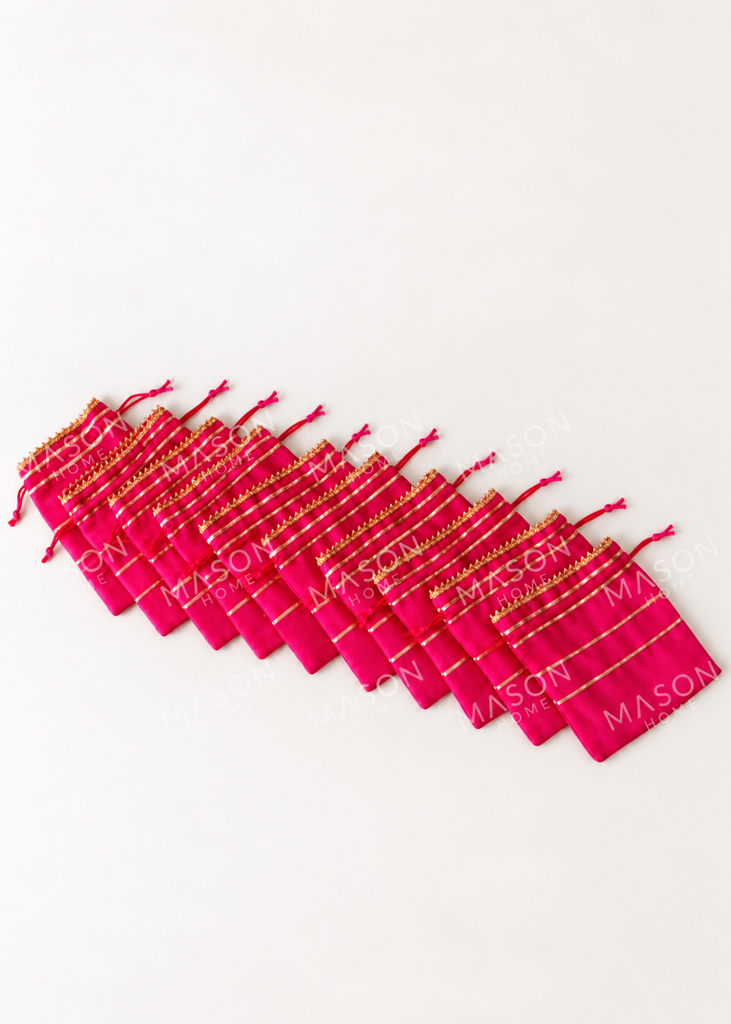 Festive Zari Stripe Potli - Set of 10