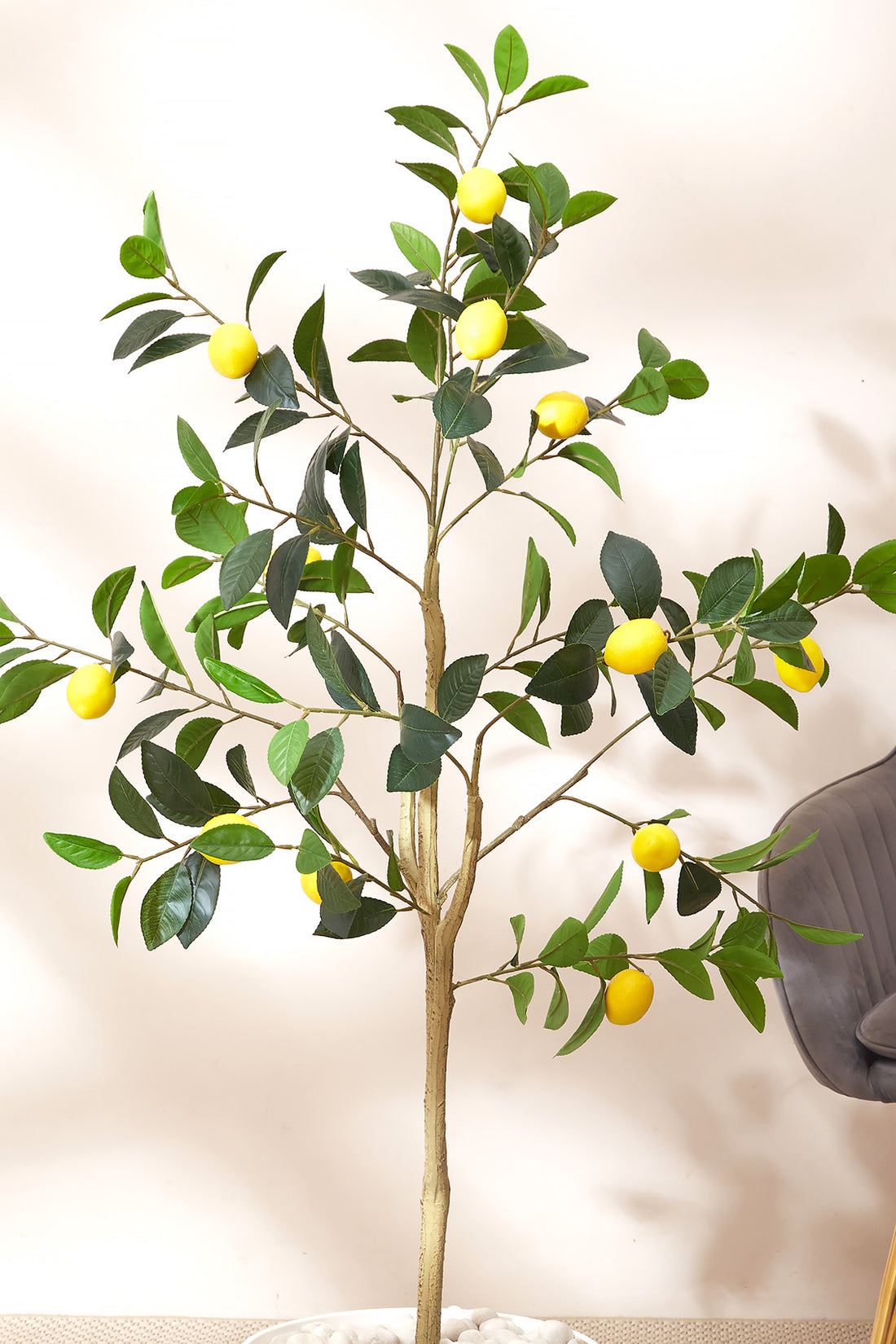 Artificial Lush Lemon Plant - 4 Feet (With Black Base Pot)