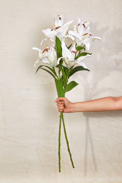 Artificial White Lily - Set Of 2