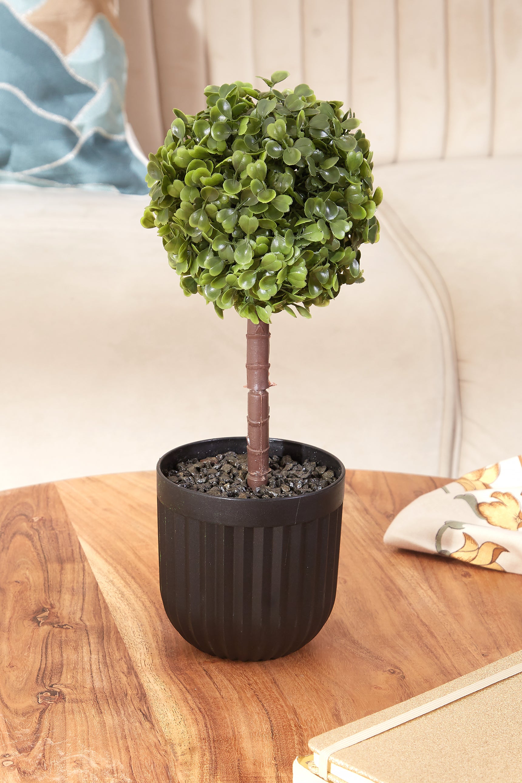 Artificial Short Plant- Boxwood In Ribbed Pot