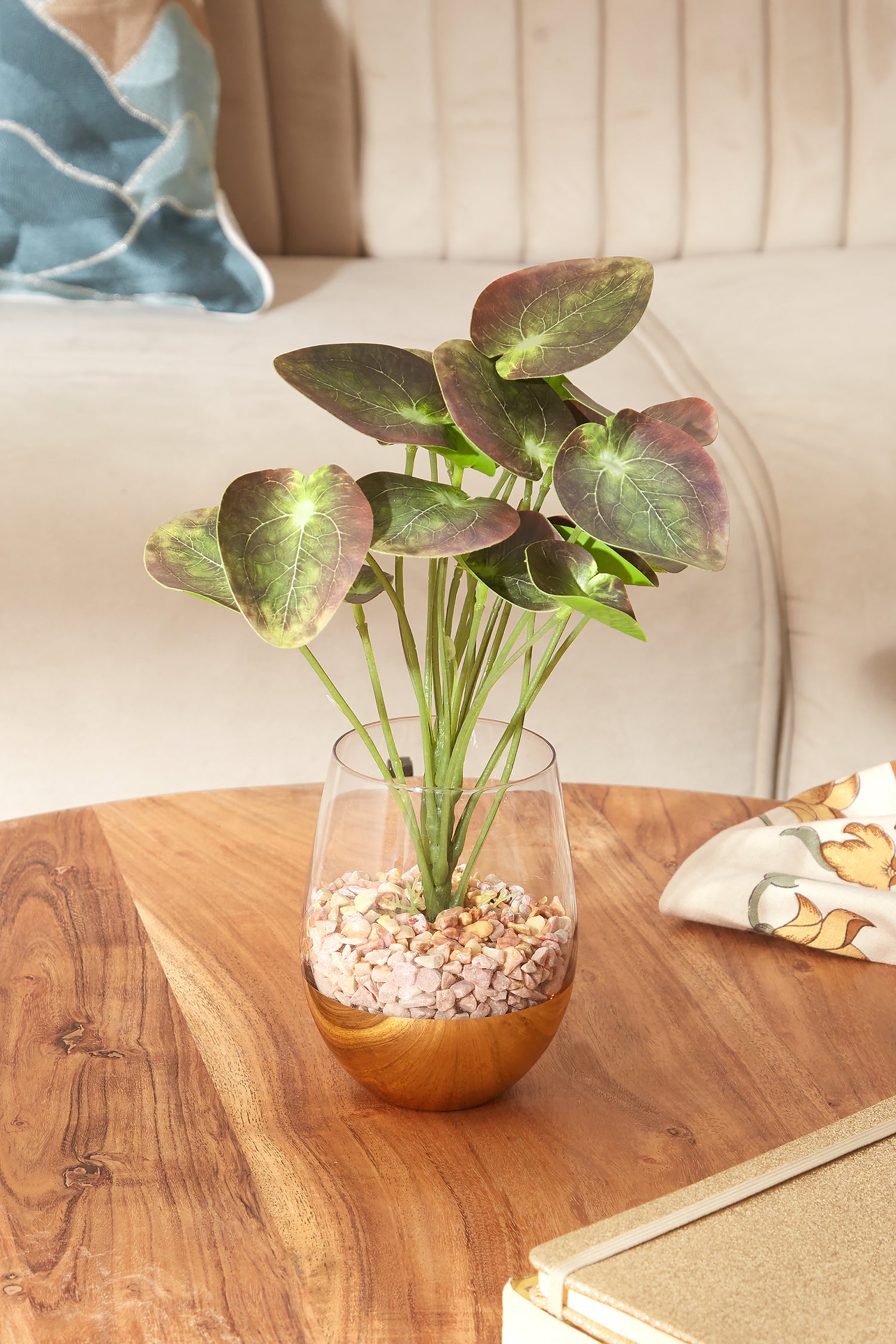 Gilded Glass Vase with Eucalyptus