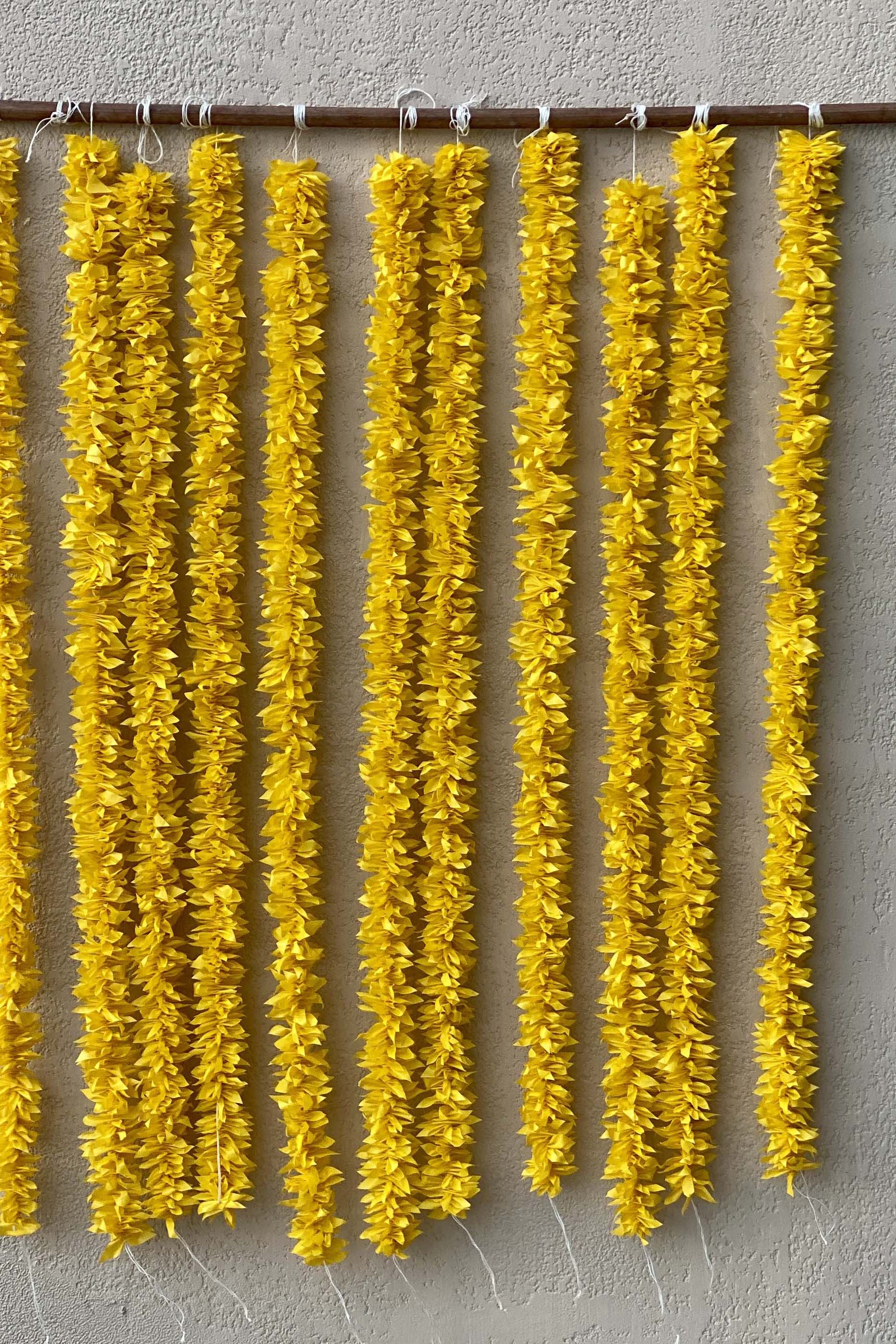 Decorative Artificial Yellow Gajra - Set Of 12 (3 Feet)