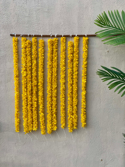 Decorative Artificial Yellow Gajra - Set Of 12 (3 Feet)