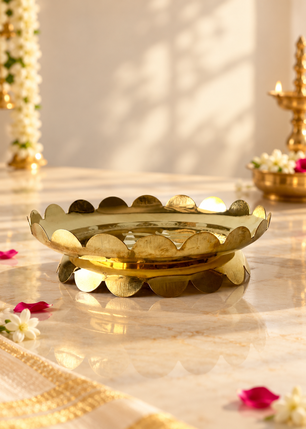 Aaradhya Brass Pooja Platter-Large